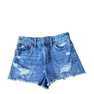 Madewell Women’s Relaxed Denim Shorts Jean Jeans Destructed Distressed Size 23